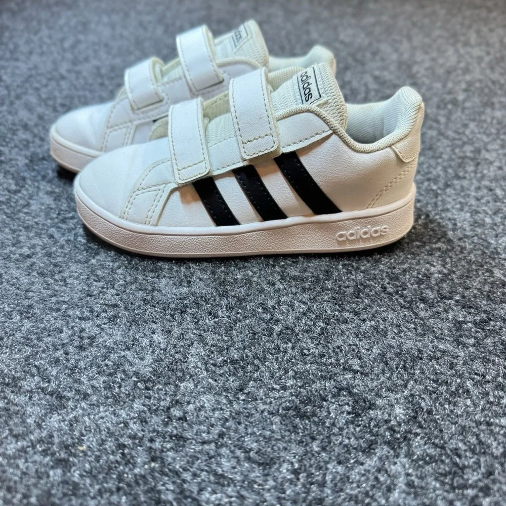 Adidas Grand Court I White Black Hook & Loop Sneaker Toddler Original Size 9K